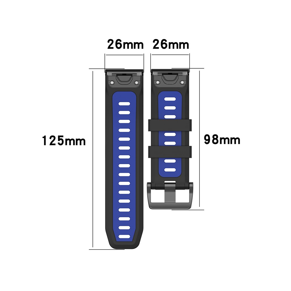 Bi-color Silicone Smart Watch Strap for Garmin Fenix 6X/Fenix 5X - Black/Blue-9