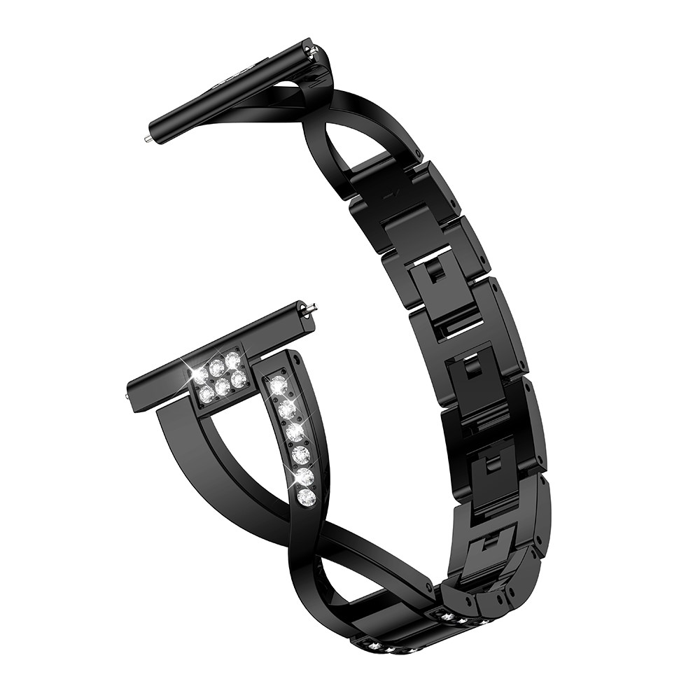 Aço Inoxidável De Aço Inoxidável Do Aço Inoxidável Da Decoração Do Strass Para Samsung Galaxy Watch3 41mm - Preto