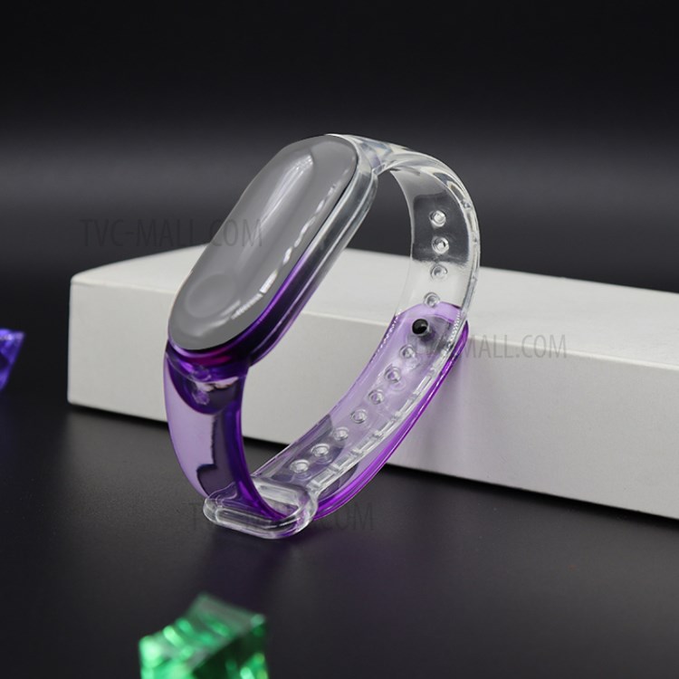 Clear Soft TPU Smart Watch Band Strap Replacement for Xiaomi Mi Band 5 - Purple-1