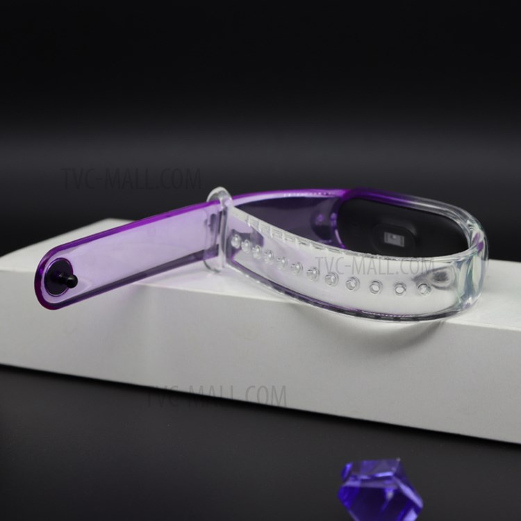 Clear Soft TPU Smart Watch Band Strap Replacement for Xiaomi Mi Band 5 - Purple-3