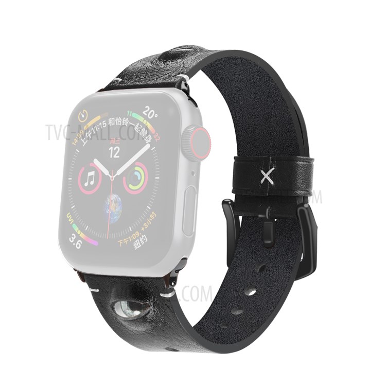 Decoración Observa El Reloj De Cuero Genuino De Reemplazo Para La Serie De Banda De Reloj De Manzana 6 5 4 SE 44mm / Serie 3 2 1 42 Mm - Negro-1