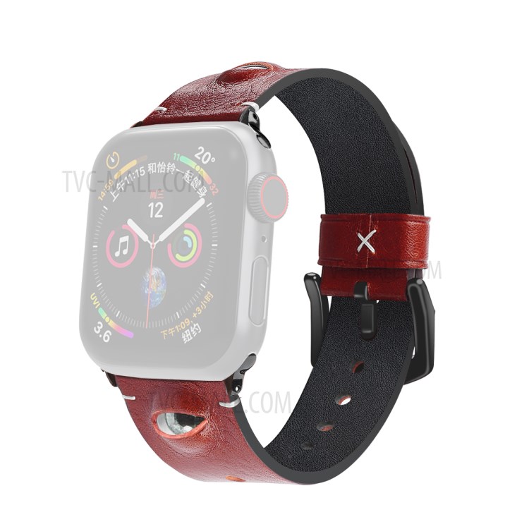 Decoración Observa El Reloj De Cuero Genuino De Reemplazo Para La Serie De Banda De Reloj De Manzana 6 5 4 SE 44mm / Serie 3 2 1 42 Mm - Rojo-1