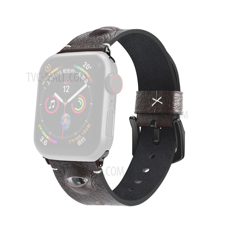 Eye Decor Genuine Leather Watch Band Replacement for Apple Watch Series 6 SE 5 4 44mm / Series 3 2 1 42mm - Dark Purple
