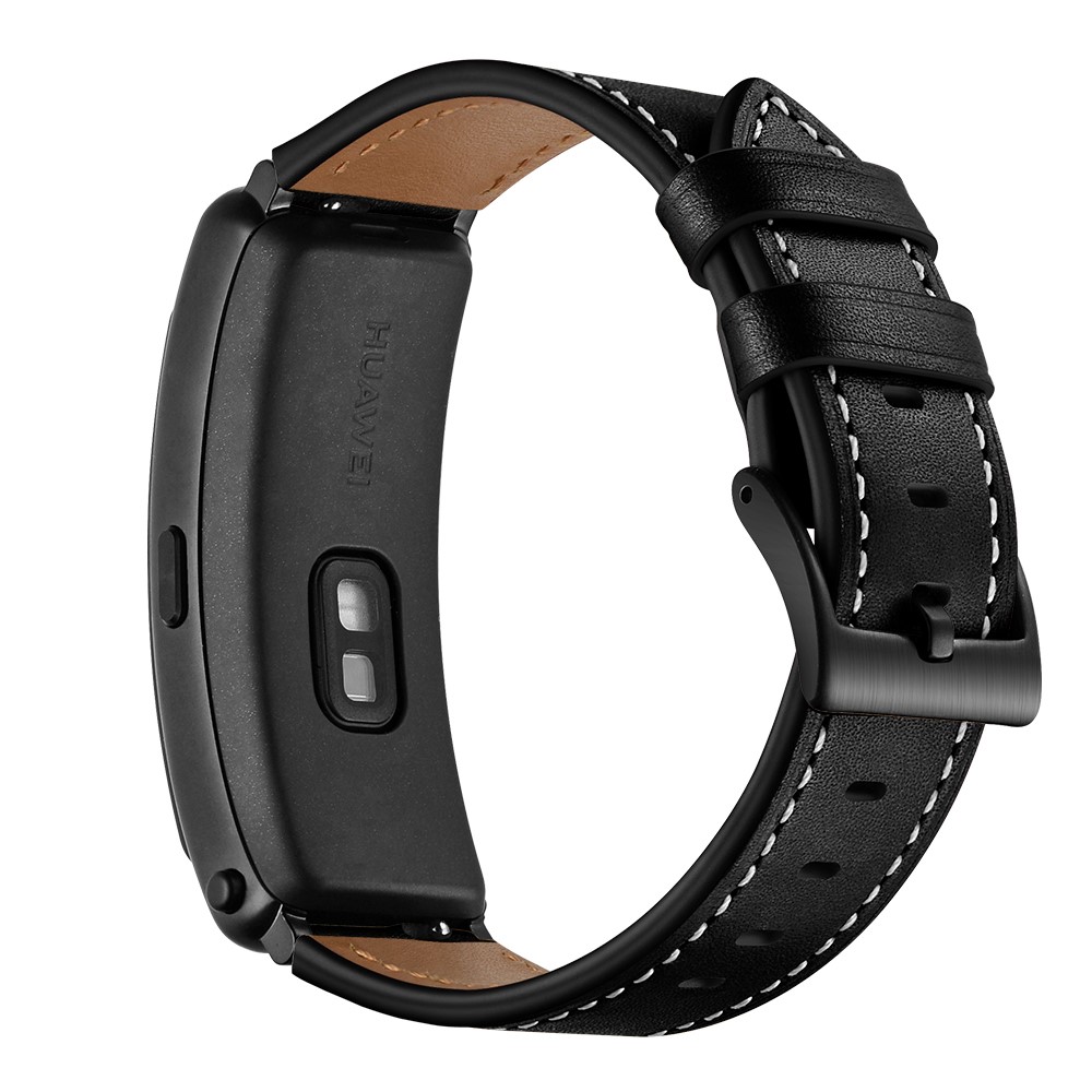 16mm Top Layer Cowhide Leather Watch Band Strap for Huawei TalkBand B3/B6 - Black-4