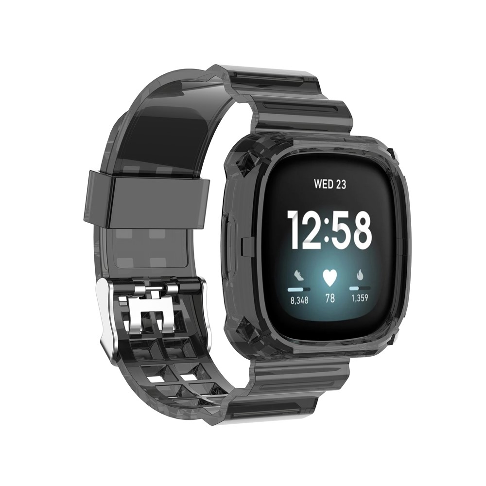 22,5 Milímetros De Silicone Transparente Relógio Inteligente Cinta Universal Para Fitbit Versa 3 / Sentido - Preto Transparente-2