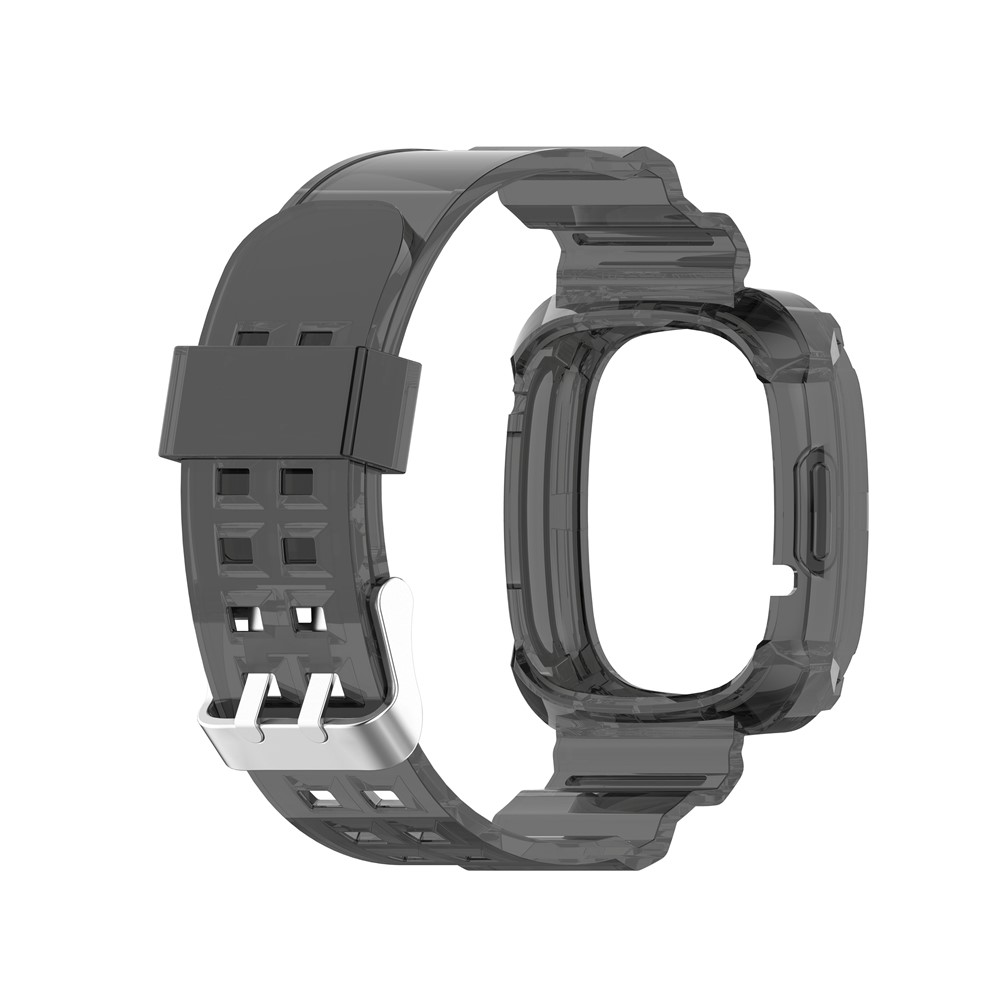 Transparent Silicone Smart Watch Strap Universal for Fitbit Versa 3/Sense - Transparent Black-3