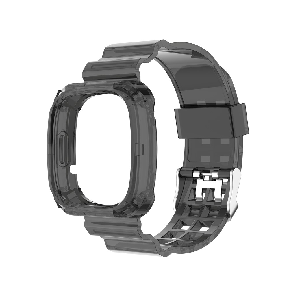 Transparent Silicone Smart Watch Strap Universal for Fitbit Versa 3/Sense - Transparent Black-4