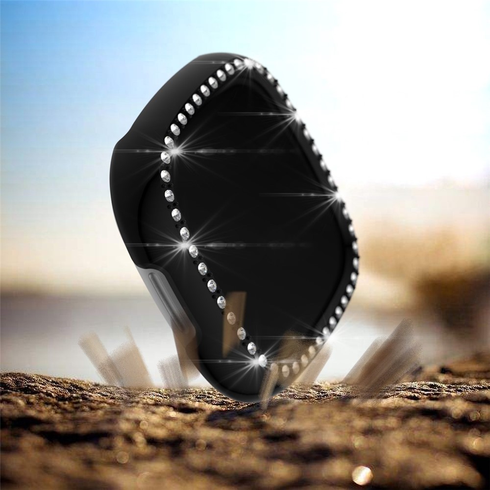 Single Row Rhinestone Decor TPU Watch Cover for Fitbit Versa 3/Sense - Black-2