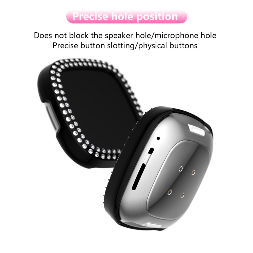 Dual-row Rhinestone Decor TPU Watch Cover for Fitbit Versa 3/Sense - Black-3