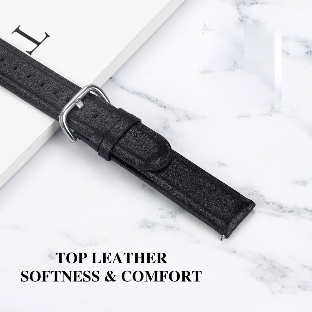 Pure Color Genuine Leather Watch Band for Fitbit Versa 3 - Black-3