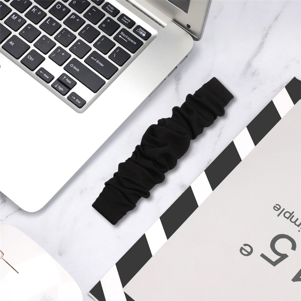 Hair Band Printed Fabric Watch Band for Fitbit Versa 3/Sense - Black-4
