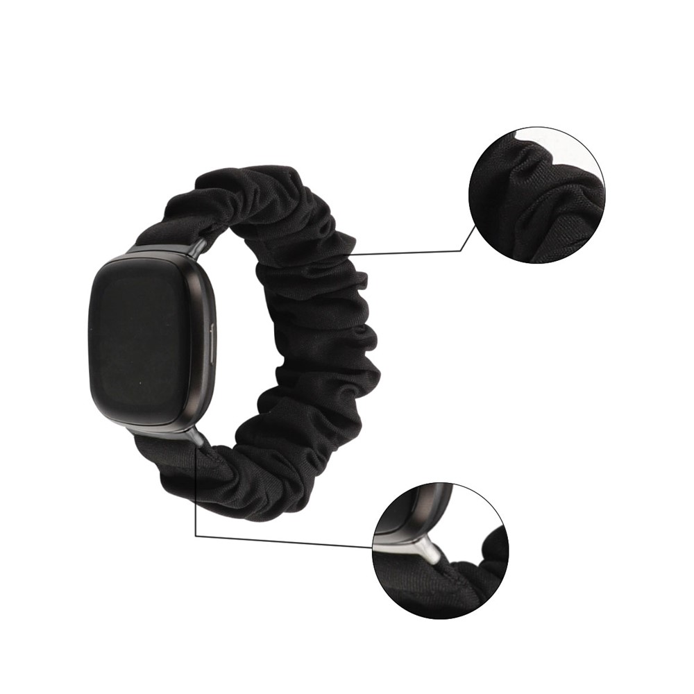 Hair Band Printed Fabric Watch Band for Fitbit Versa 3/Sense - Black-5
