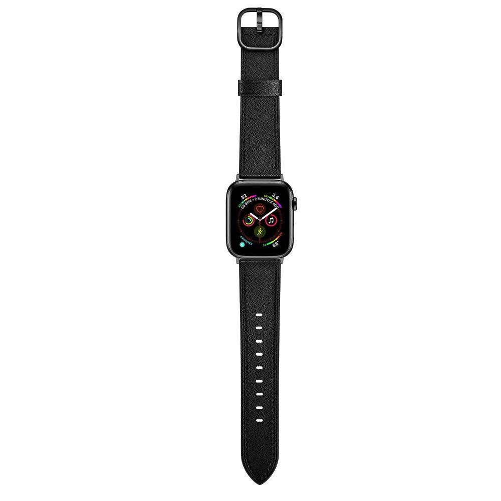 Echter Für Apfel-Uhr-Serie 1/2/3 38mm Band Ersatz Lederuhr / Apfel Uhr 4/5/6 / SE 40mm - Schwarz-5