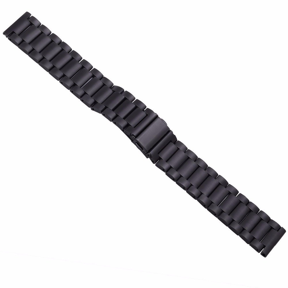 24mm Stainless Steel Watch Replacement Band - Black-3