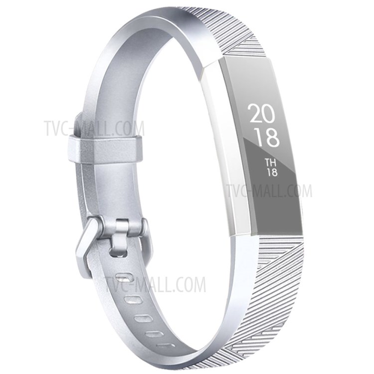 Silicone Metallic Replacement Band Strap for Fitbit Alta HR / Alta - Silver-1