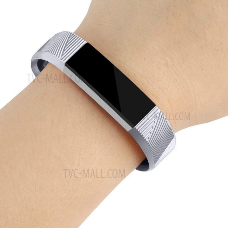 Silicone Metallic Replacement Band Strap for Fitbit Alta HR / Alta - Silver-4