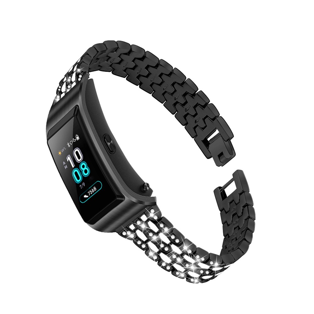 Metal Smart Watch Band for Huawei TalkBand B5 Rhinestone Decor - Black/White-2