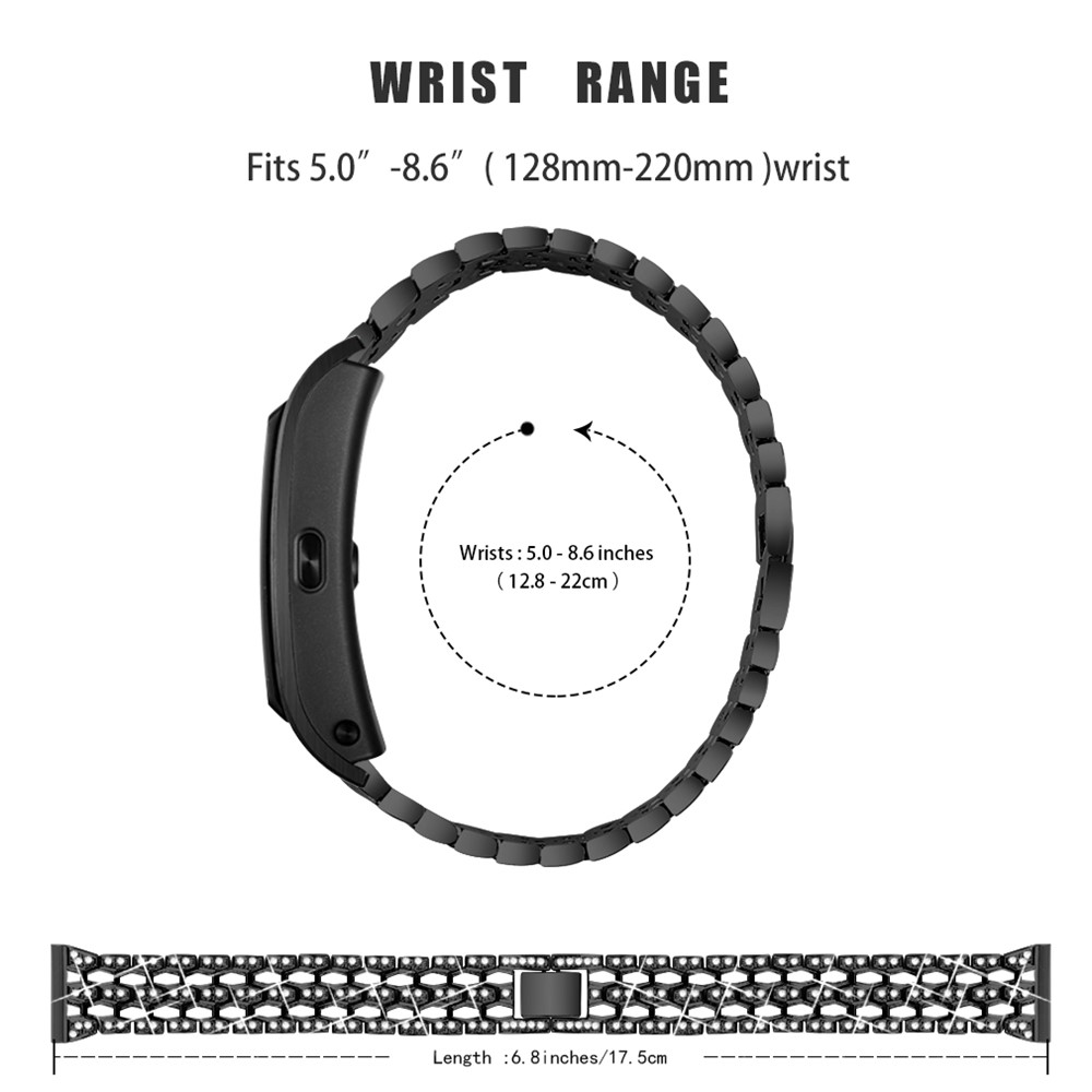 Metal Smart Watch Band for Huawei TalkBand B5 Rhinestone Decor - Black/White-4