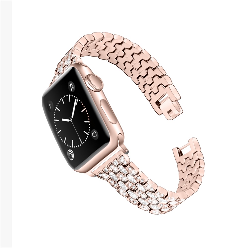 Strass-Dekor-Zink-Legierung Intelligenten Uhrenarmband-Bügel Ersatz Für Apple Watch Serie 1/2/3 42mm / Uhrenserie 4/5/6 / SE 44mm - Roségold-3