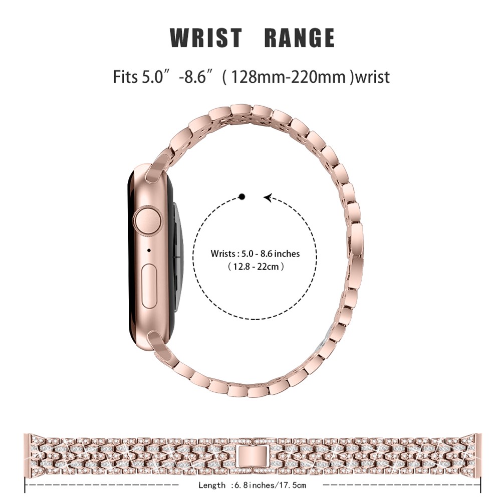 Strass-Dekor-Zink-Legierung Intelligenten Uhrenarmband-Bügel Ersatz Für Apple Watch Serie 1/2/3 42mm / Uhrenserie 4/5/6 / SE 44mm - Roségold-4