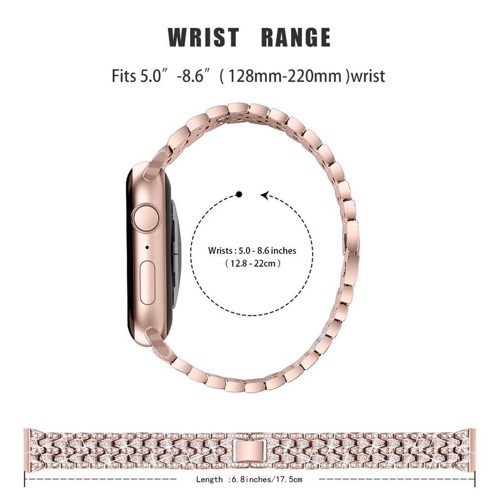 Rhinestone Decor Zinc Alloy Smart Watch Band Strap Replacement for Apple Watch Series 1/2/3 42mm / Watch Series 4/5/6/SE 44mm - Rose Gold-4