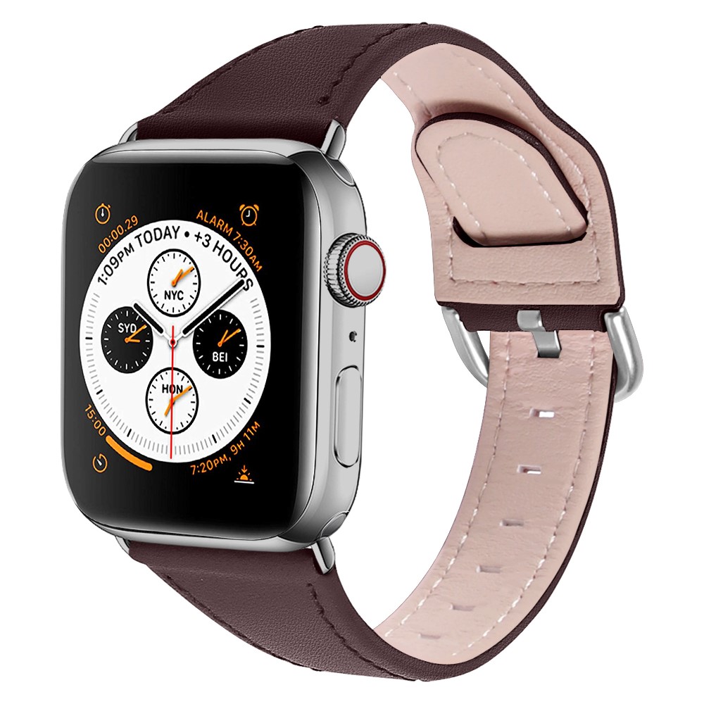 Quality Genuine Leather Watch Band Replacement for Apple Watch Series 1/2/3 38mm / Series 4/5/6/SE 40mm - Coffee-3
