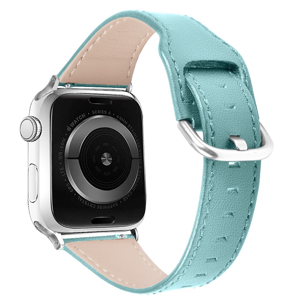 Quality Genuine Leather Watch Band Replacement for Apple Watch Series 1/2/3 38mm / Series 4/5/6/SE 40mm - Blue-1