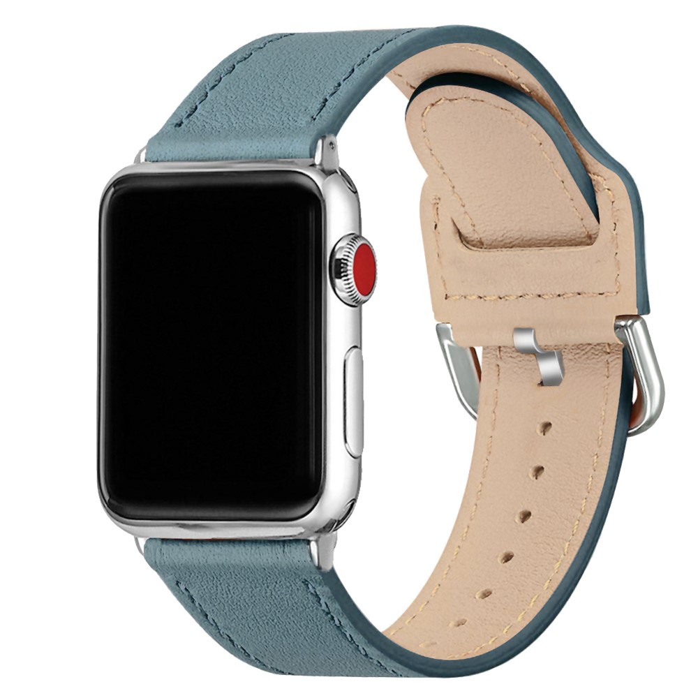 Quality Genuine Leather Watch Band Replacement for Apple Watch Series 1/2/3 38mm / Series 4/5/6/SE 40mm - Blue-2