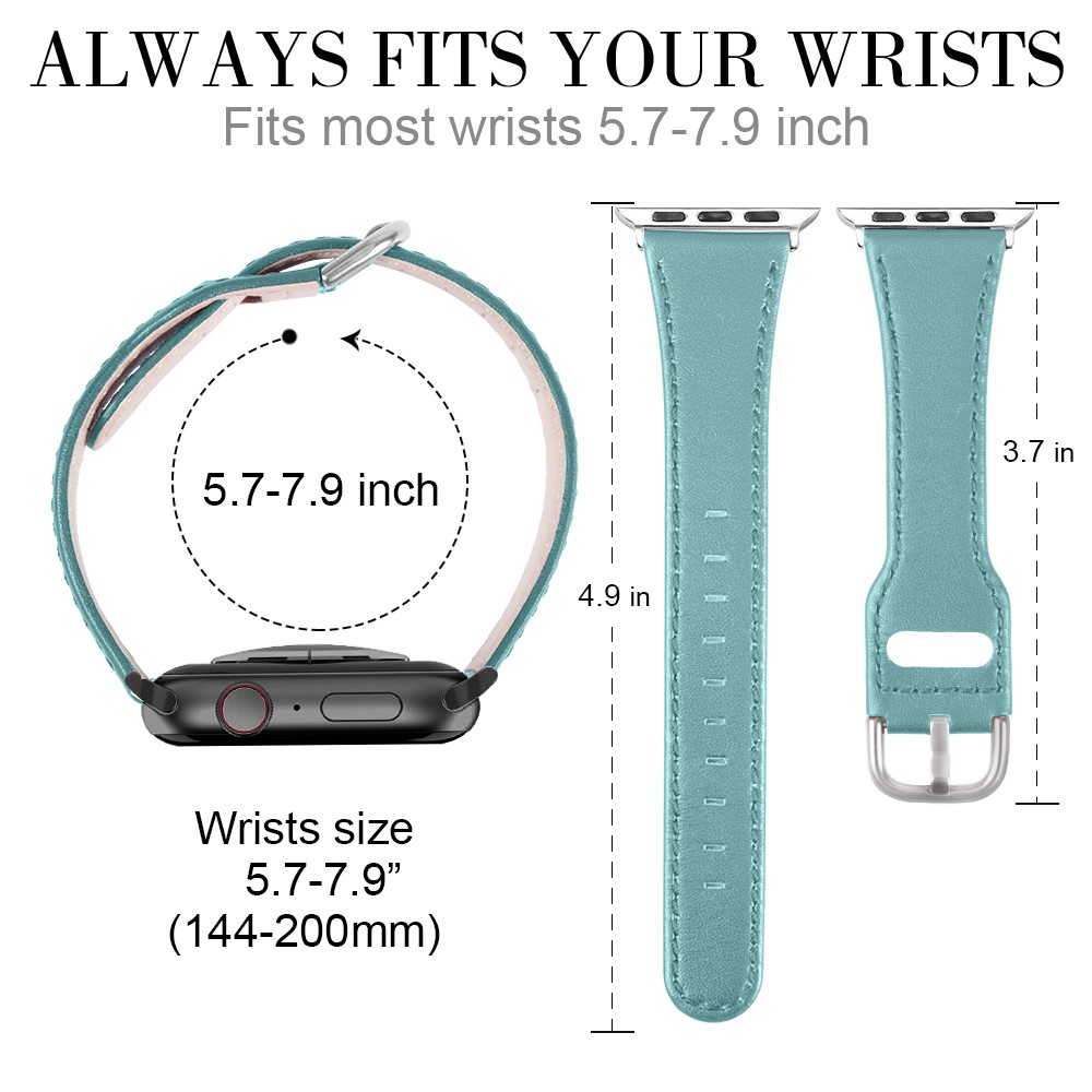 Quality Genuine Leather Watch Band Replacement for Apple Watch Series 1/2/3 38mm / Series 4/5/6/SE 40mm - Blue-4