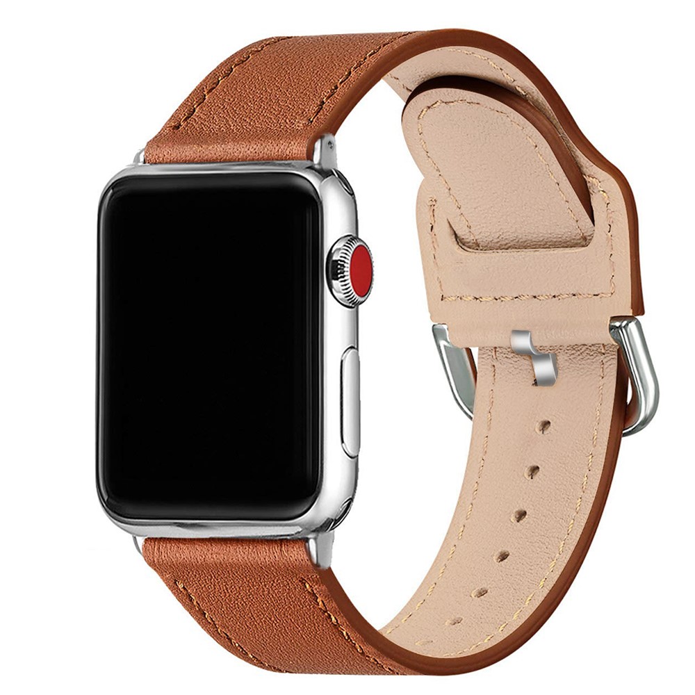 Quality Genuine Leather Watch Band Replacement for Apple Watch Series 1/2/3 38mm / Series 4/5/6/SE 40mm - Brown-2