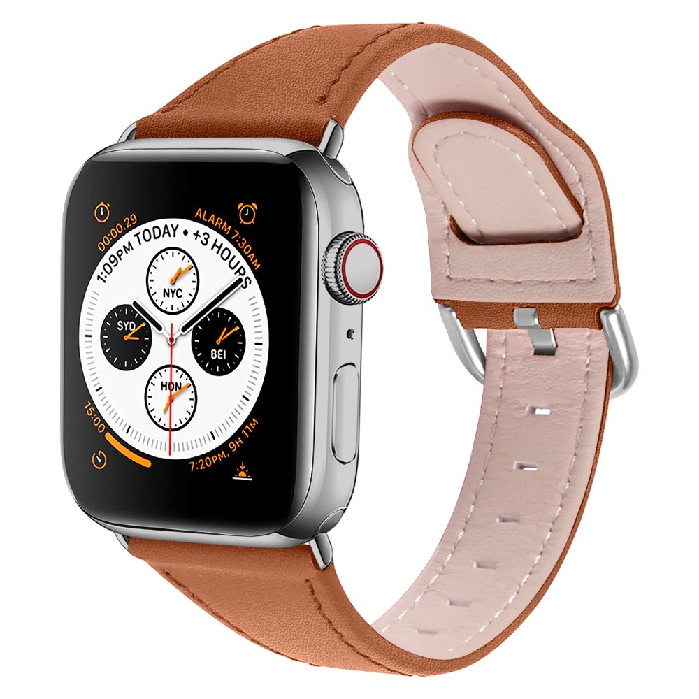 Quality Genuine Leather Watch Band Replacement for Apple Watch Series 1/2/3 38mm / Series 4/5/6/SE 40mm - Brown-5