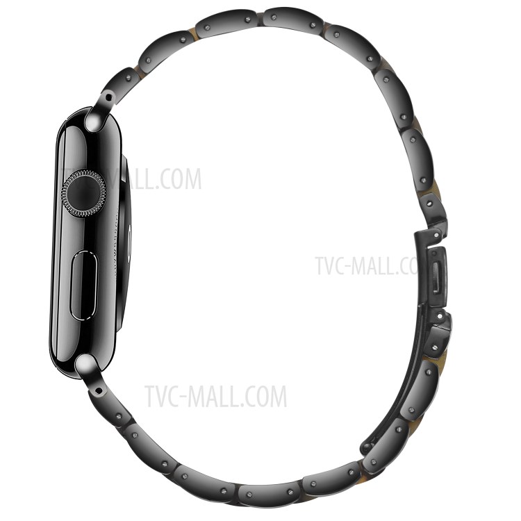 Strong Stainless Steel + Resin Strap for Apple Watch SE/Series 6/5/4 44mm / Series 3/2/1 42mm Watch Band - Black/Hawksbill-3