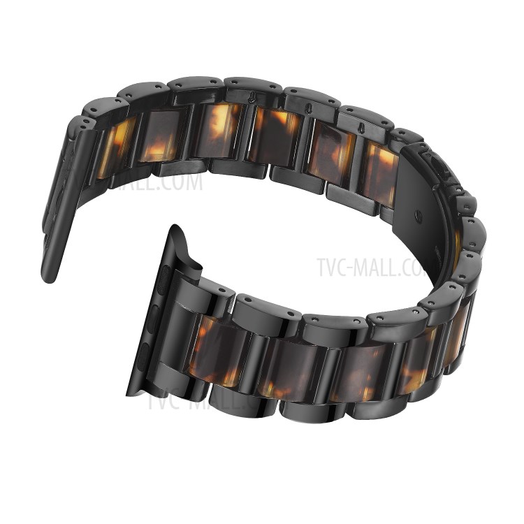 Strong Stainless Steel + Resin Strap for Apple Watch SE/Series 6/5/4 44mm / Series 3/2/1 42mm Watch Band - Black/Hawksbill-4
