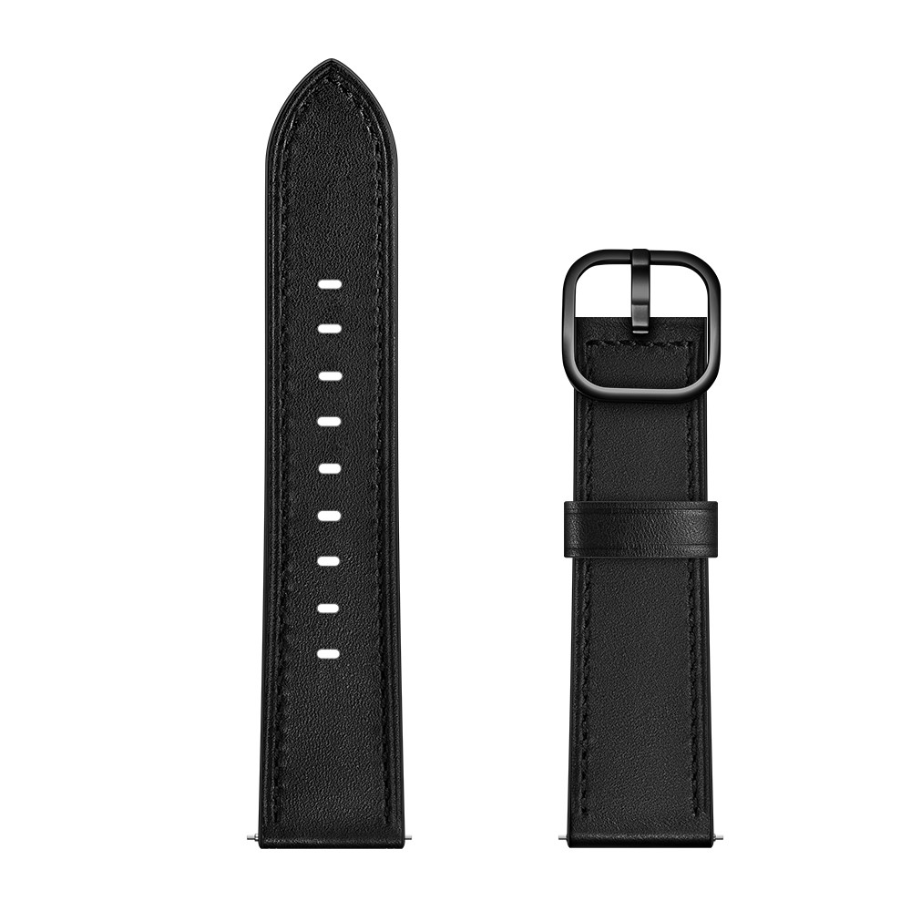 22mm Genuine Leather Watch Band Replacement for Huawei Watch GT2e/ Samsung Galaxy Watch3 45mm etc. - Black-6