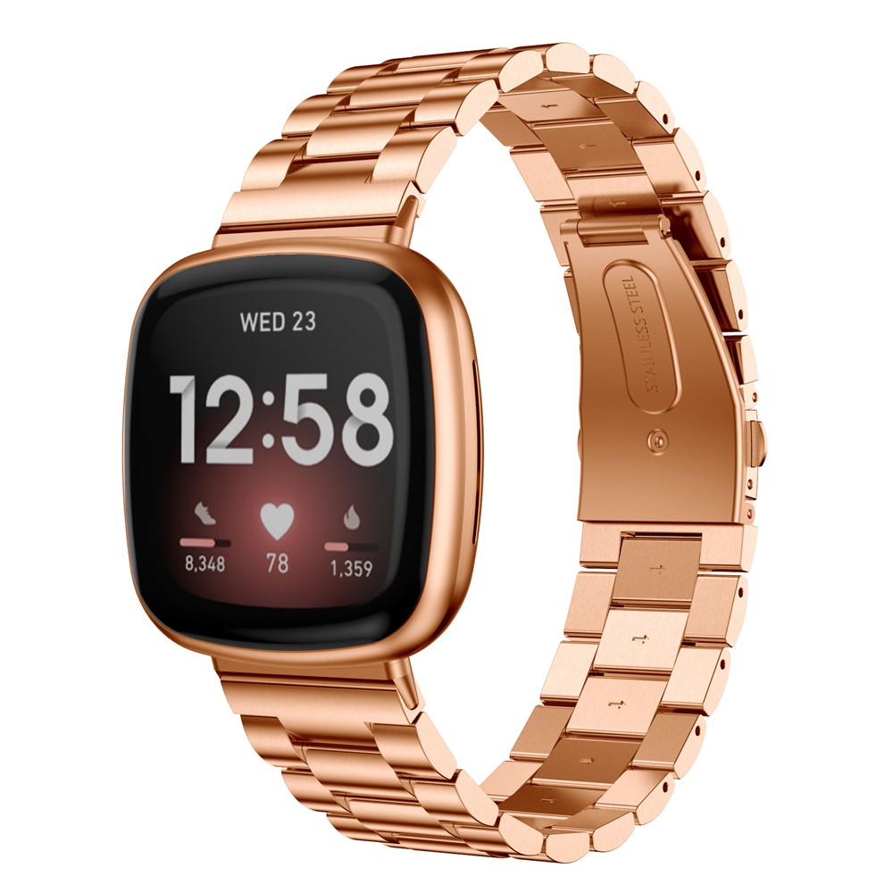 Stainless Steel Smart Watch Band Replacement for Fitbit Versa 3 - Rose Gold-3