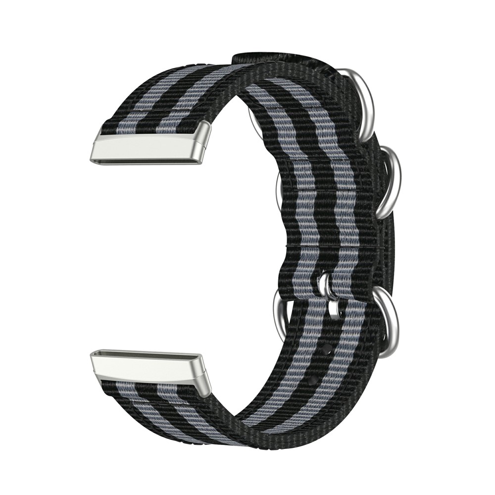 Nylon Canvas Strap Replacement for Fitbit Versa 3/Sense Watch Band - Black/Grey-3