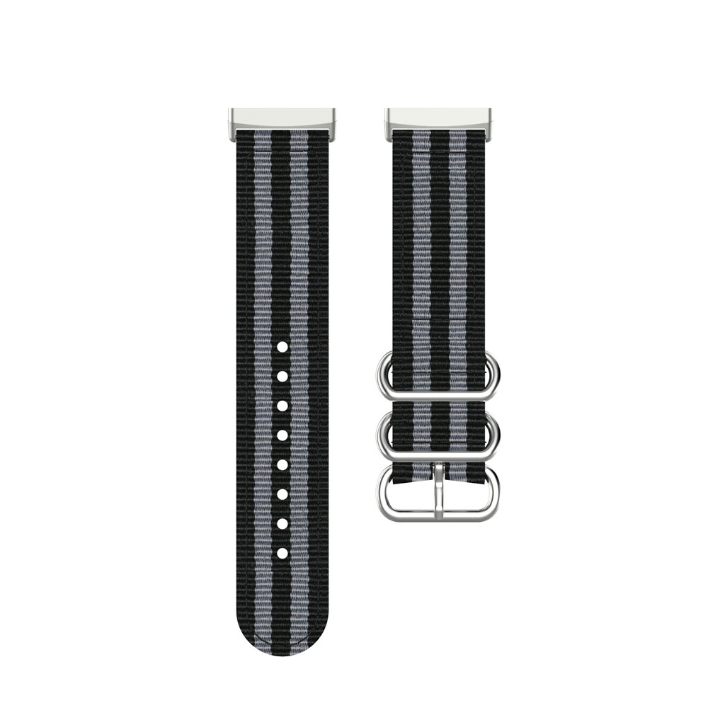 Nylon Canvas Strap Replacement for Fitbit Versa 3/Sense Watch Band - Black/Grey-5
