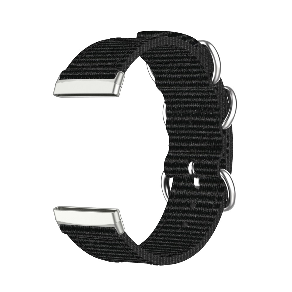Nylon Canvas Strap Replacement for Fitbit Versa 3/Sense Watch Band - Black-3
