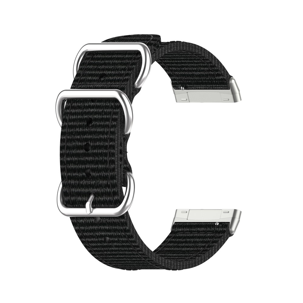Nylon Canvas Strap Replacement for Fitbit Versa 3/Sense Watch Band - Black-4