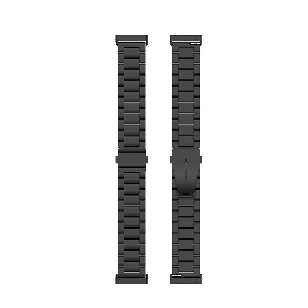Stainless Steel Three Bead Buckle Chain Band for Fitbit Versa 3/Sense Watchband Replacement - Black-6
