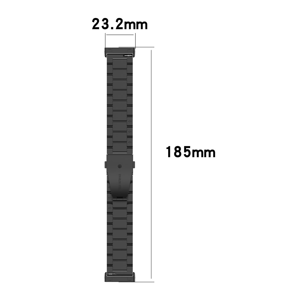 Stainless Steel Three Bead Buckle Chain Band for Fitbit Versa 3/Sense Watchband Replacement - Black-8