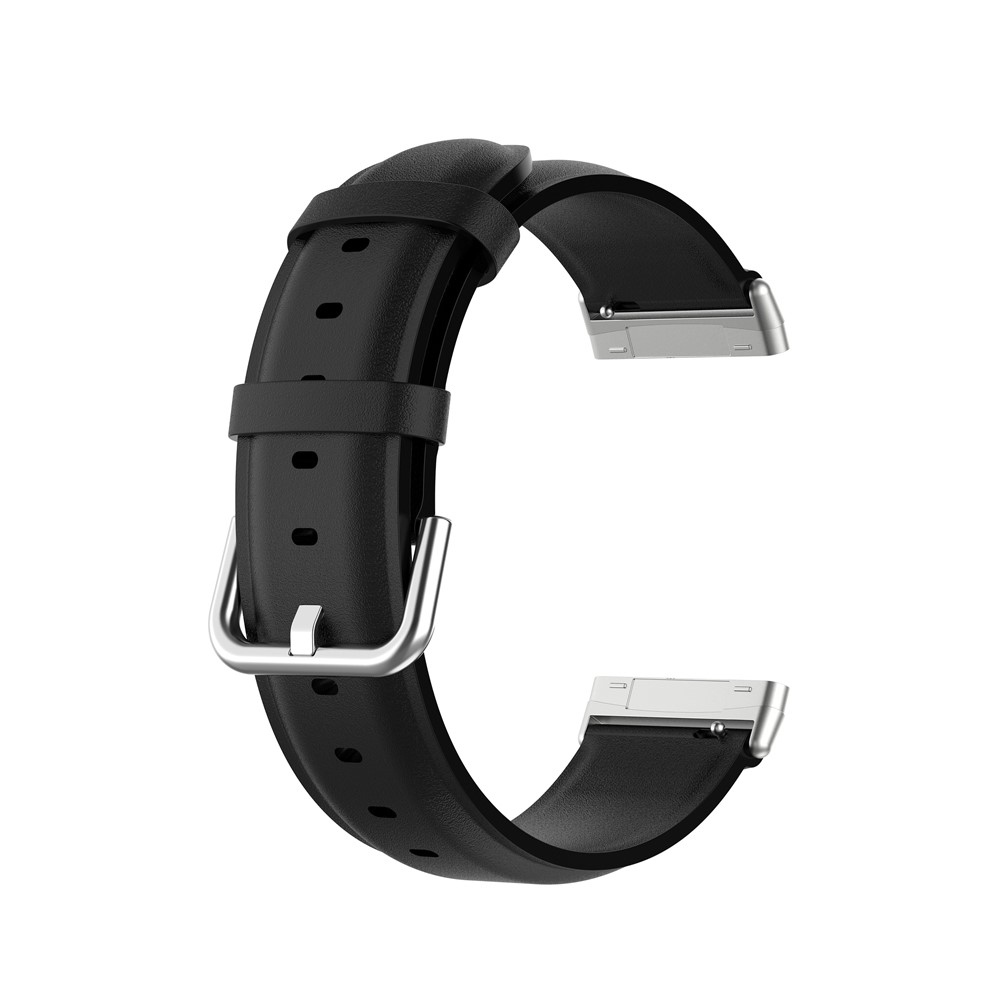 Genuine Leather Smart Watch Strap for Fitbit Versa 3/Sense Replacement Band - Black-4