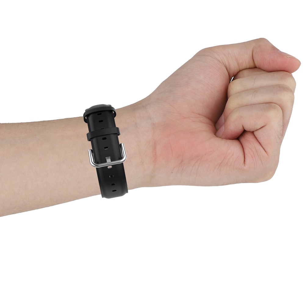 Genuine Leather Smart Watch Strap for Fitbit Versa 3/Sense Replacement Band - Black-7