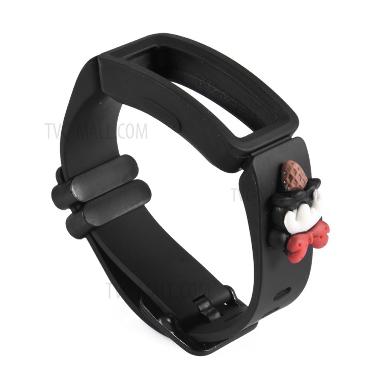 Integrated Frame Doll Decor Silicone Watch Band for Fitbit Ace 2/Inspire/Inspire HR - Black-1