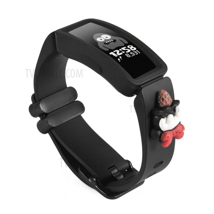 Integrated Frame Doll Decor Silicone Watch Band for Fitbit Ace 2/Inspire/Inspire HR - Black-2