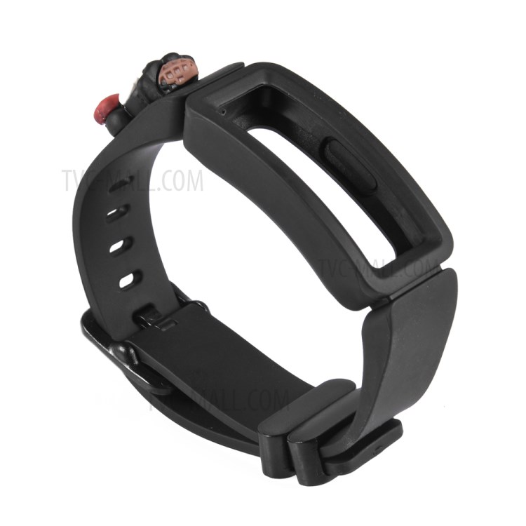 Integrated Frame Doll Decor Silicone Watch Band for Fitbit Ace 2/Inspire/Inspire HR - Black-3