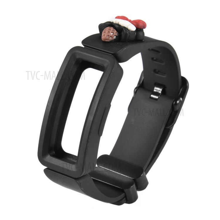 Integrated Frame Doll Decor Silicone Watch Band for Fitbit Ace 2/Inspire/Inspire HR - Black-4