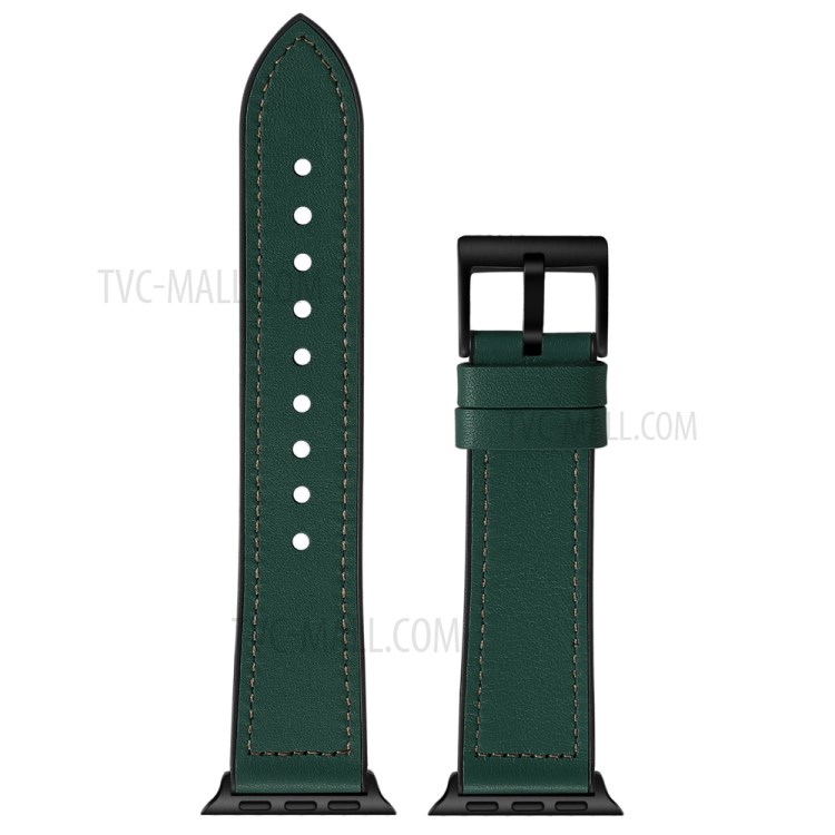 22mm PU Leather Coated TPU Watch Band Strap for Apple Watch Series 1/2/3 42mm / Apple Watch Series 4 44mm - Green-4
