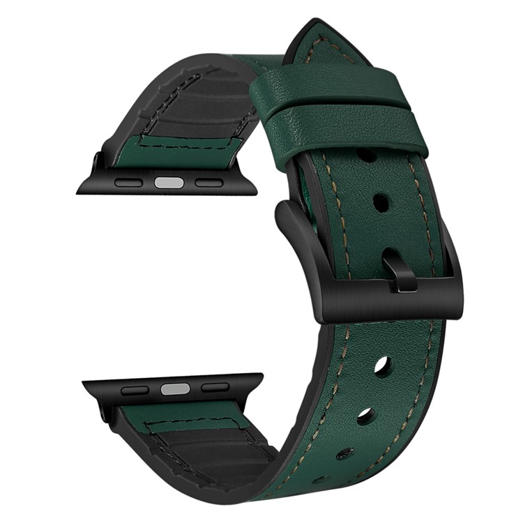 22mm PU Leather Coated TPU Watch Band for Apple Watch Series 1/2/3 38mm / Apple Watch Series 4 40mm - Green-1
