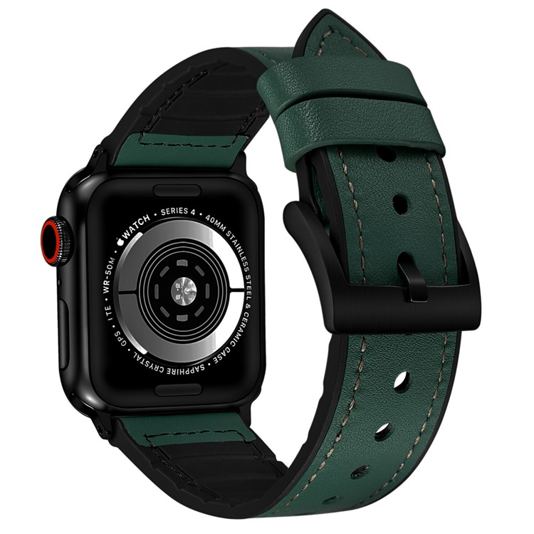 22mm PU Leather Coated TPU Watch Band for Apple Watch Series 1/2/3 38mm / Apple Watch Series 4 40mm - Green-2
